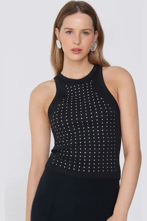 Tezenis Camiseta de Tirantes Anchos con Escote Halter y Strass Mujer Tamaño S