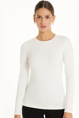 Tezenis Camiseta con Cuello Redondo de Algodón y Modal Térmico Mujer Tamaño S