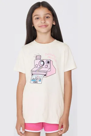 Tezenis Camiseta con Cuello Redondo de Algodón con Estampado Chica Tamaño 12-13