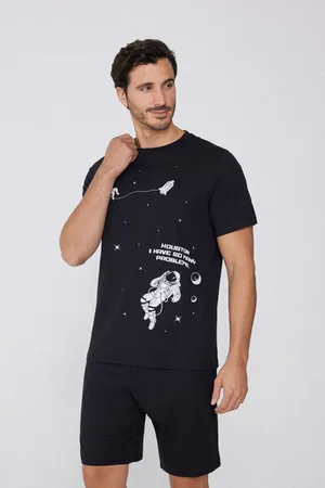 Tezenis Pijama Corto Hombre Media Manga Algodón Estampado Houston Hombre Tamaño S