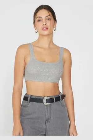 Tezenis Top Corto Brasier de Canalé con Strass Mujer Tamaño S