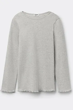 Tezenis Camiseta Manga Larga Cuello Redondo de Canalé y Punto Sobrehilado Niña Chica Tamaño 2-3