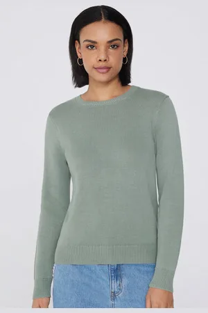 Tezenis Jersey de Manga Larga y Cuello Redondo Básico de Algodón Calado Mujer Tamaño S