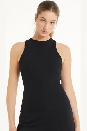 Tezenis Camiseta de Tirantes con Espalda Nadadora de Canalé de Algodón Mujer Tamaño M