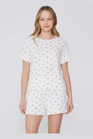 Tezenis Pijama Corto Media Manga Canalé Flores Mujer Tamaño M