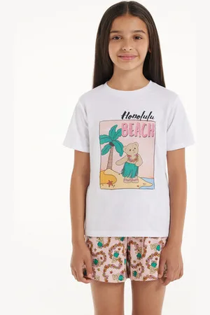 Tezenis Pijama Corto de Algodón con Estampado «Honolulu» Chica Tamaño 10-11