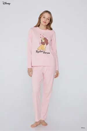Tezenis Pijama Largo de Algodón con Estampado Disney Lilli Mujer Tamaño M