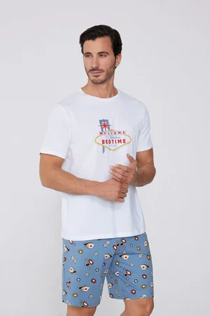 Tezenis Pijama Corto Hombre Media Manga Algodón Estampado Bedtime Hombre Tamaño S