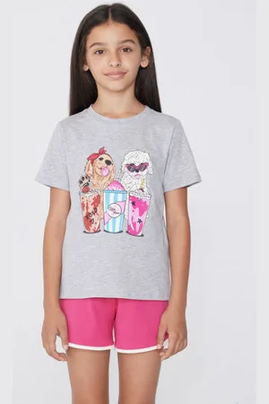 Tezenis Pijama Corto de Algodón con Estampado de Perros Chica Tamaño 2-3