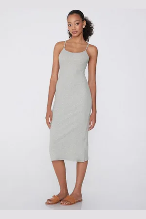 Tezenis Vestido Midi de Canalé de Algodón con Tirantes Finos Mujer Tamaño M