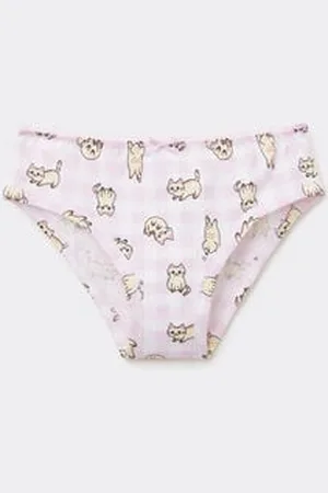 Tezenis Braguitas Basic de Algodón Estampado para Niña Chica Tamaño 10-11