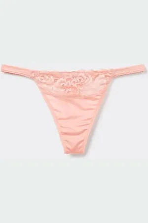Tezenis Tanga con Tira Lateral de Microfibra y Encaje Mujer Tamaño L