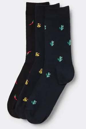 Tezenis 3 Pares Calcetines Cortos Algodón sin Borde Estampado Hombre Hombre Tamaño TU