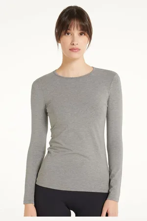 Tezenis Camiseta con Cuello Redondo de Algodón y Modal Térmico Mujer Tamaño L