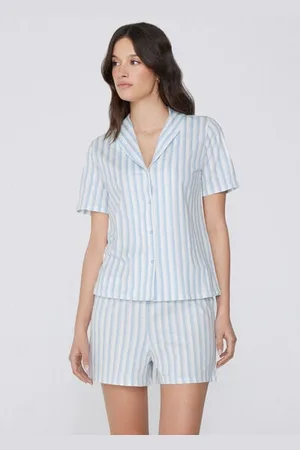 Tezenis Pijama Corto Abierto Media Manga Algodón Rayas Mujer Tamaño M