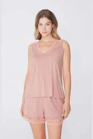 Tezenis Pijama Corto de Viscosa y Encaje con Tirante Ancho Mujer Tamaño S