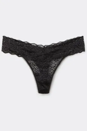 Tezenis Tanga de cintura alta con encaje reciclado Mujer Tamaño XL