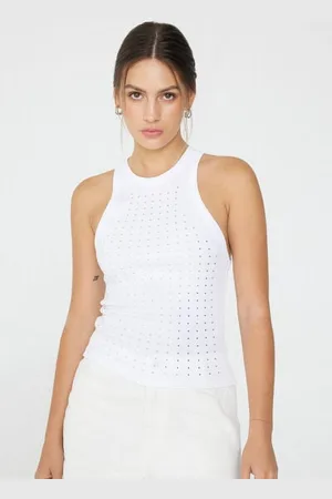 Tezenis Camiseta de Tirantes Anchos con Escote Halter y Strass Mujer Tamaño M
