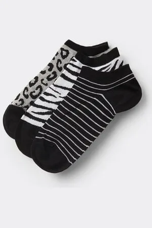 Tezenis 3 Pares de Calcetines Tobilleros de Algodón Estampados para Mujer Mujer Tamaño TU