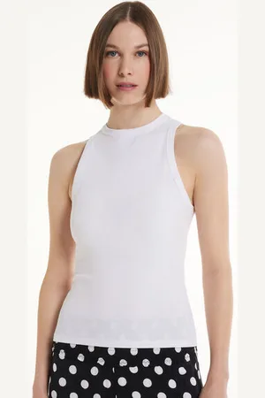 Tezenis Camiseta de Tirantes con Espalda Nadadora de Canalé de Algodón Mujer Tamaño M