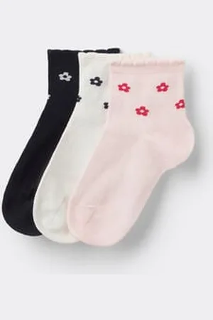 Tezenis 3 Pares Calcetines Cortos Algodón Estampado Ondas Niña Chica Tamaño 34-36
