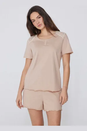 Tezenis Pijama Corto Media Manga de Algodón Delicate Touch Mujer Tamaño L