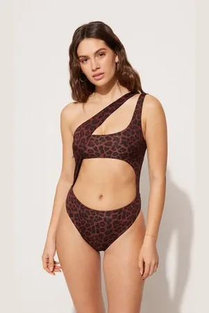 Tezenis Traje de baño de una pieza sin relleno monotirante abertura Savage Brown Mujer Tamaño L