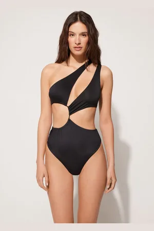 Tezenis Bañador Entero Reciclado sin Relleno con Cut-out y Cordón Mujer Tamaño S