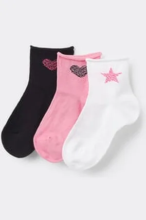 Tezenis 3 Pares Calcetines Cortos Algodón sin Borde Estampado Niña Chica Tamaño 31-33