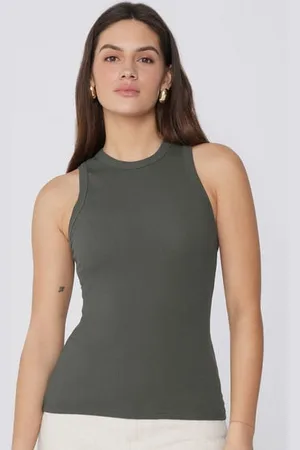 Tezenis Camiseta de Tirantes con Espalda Nadadora de Canalé de Algodón Mujer Tamaño M
