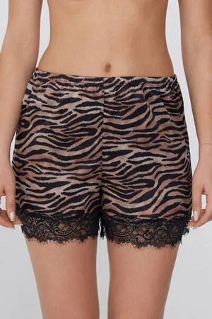 Tezenis Pantalón Corto de Raso Estampado y Encaje Mujer Tamaño S