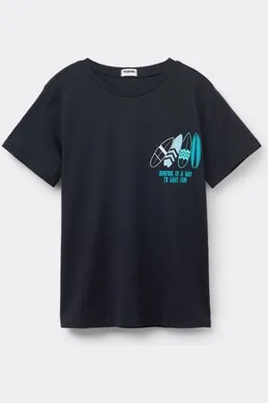 Tezenis Camiseta con Cuello Redondo de Algodón con Estampado Niño Tamaño 6-7