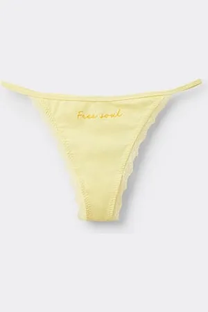 Tezenis Braguita Brasileña Tira Lateral Fina con Texto y Encaje Mujer Tamaño M