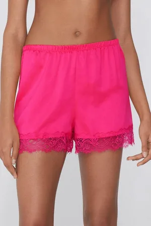 Tezenis Pantalón Corto de Raso y Encaje Mujer Tamaño M