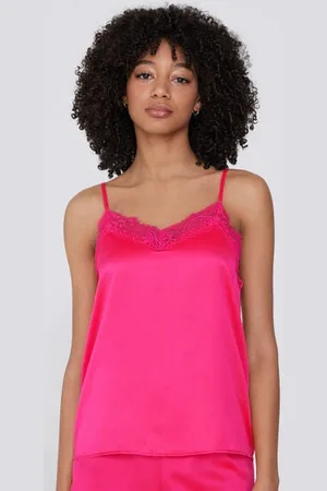 Tezenis Camiseta de Tirantes Finos de Raso y Encaje Mujer Tamaño M