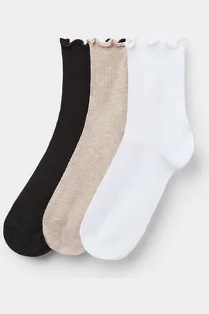 Tezenis 3 Pares Calcetines Cortos Algodón Punto Festoneado Mujer Mujer Tamaño TU