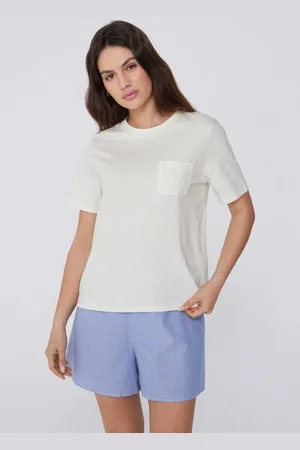 Tezenis Pijama Corto Media Manga Algodón/Tela Rayas Mujer Tamaño M