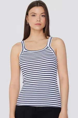 Tezenis Camiseta de Tirantes con Escote Cuadrado de Canalé de Algodón Mujer Tamaño L