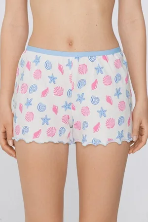 Tezenis Pantalones Cortos Algodón Estampado Punto Festoneado Mujer Tamaño M