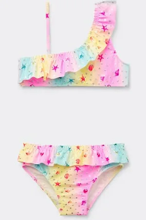 Tezenis Sujetador Bikini Brasier Volante Difuminado Conchas Niña Chica Tamaño 4-5
