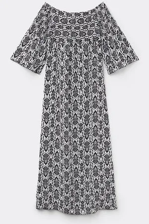 Tezenis Vestido Largo Punto Smock Hombros Descubiertos Mujer Tamaño S