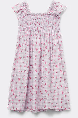 Tezenis Vestido de Tirantes Anchos de Tela de Viscosa con Punto Smock Chica Tamaño 4-5