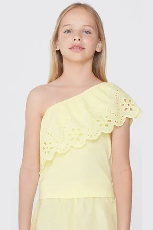 Tezenis Top de Hombro Descubierto de Algodón con Volante Sangallo Chica Tamaño 12-13