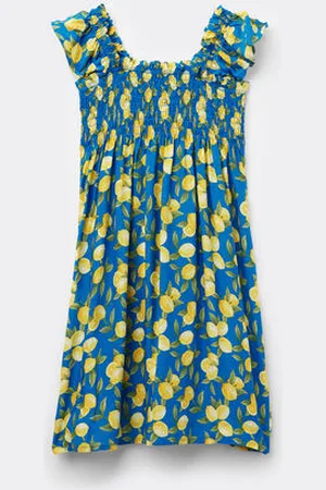 Tezenis Vestido de Tirantes Anchos de Tela de Viscosa con Punto Smock Chica Tamaño 8-9