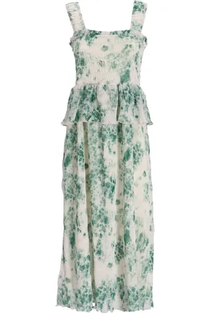 Ganni Vestido vestido mujer pleated georgette flounce smock midi dress f8146 135 talla 38