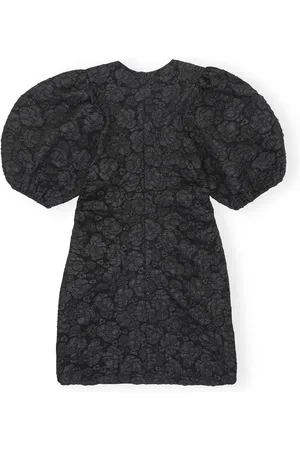 Ganni Vestido vestido mujer stretch jacquard puff sleeves mini dress f8025 099 talla 38