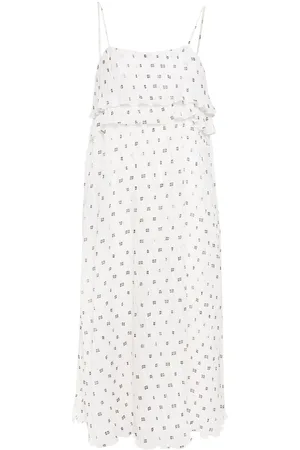 Ganni Vestido vestido mujer pleated georgette midi strap dress f8695 135 talla 38