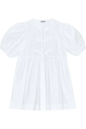 Ganni Blusa blusa mujer cotton poplin tie string mini dress - f9170 151 talla 36