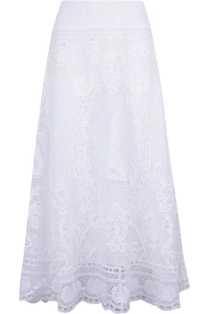 Farm Rio Vestido vestido mujer swan lake guipure off white midi - 329274 l0025 talla S