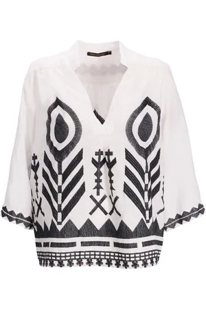 Greek Archaic Kori Blusa blusa mujer blouse feather 3/4 sleeve - s24k240126 116 talla XS
